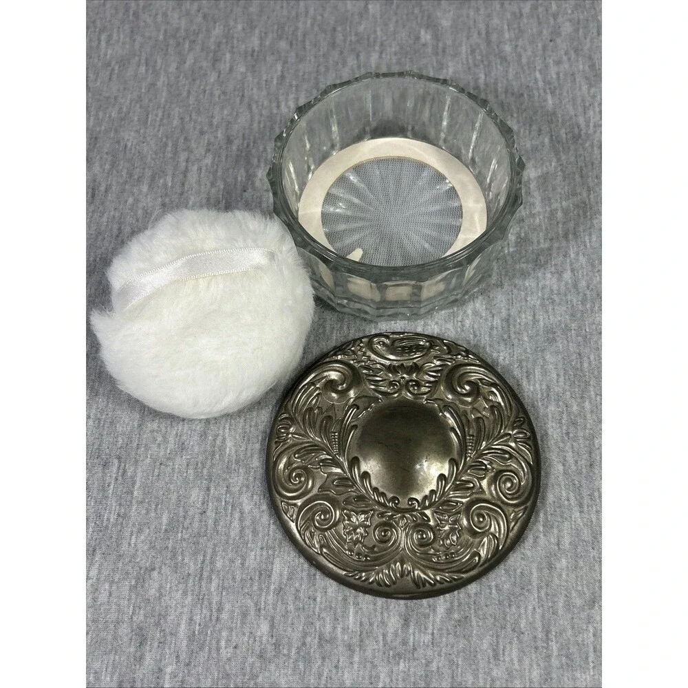 Vintage Ornate Victorian Silver Plate & Glass Vanity Powder Jar or Trinket Box - Picture 7 of 16